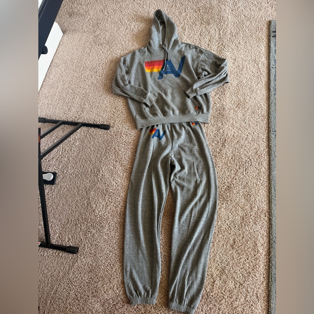 Aviator Nation Gray Relaxed Hoodie and sweatpant set. Size Medium